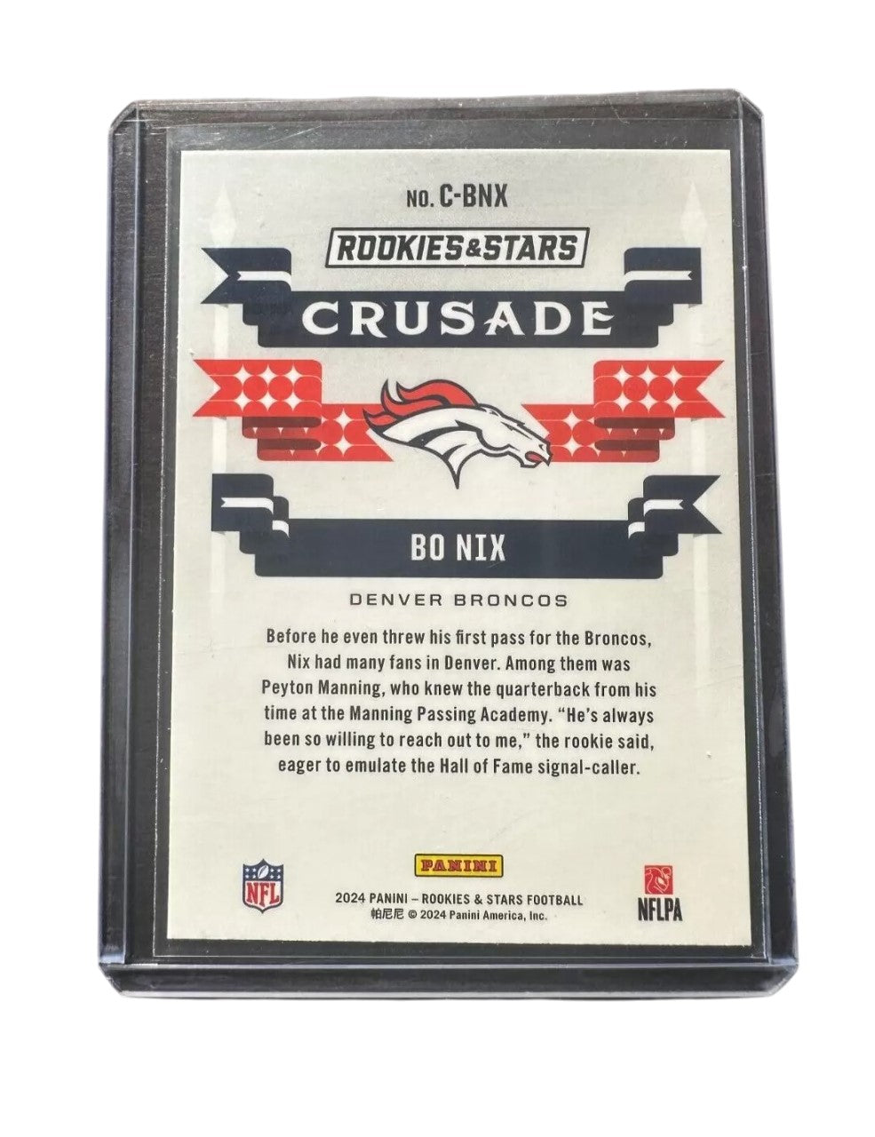 Bo Nix Rookie Card RC Rookies And Stars Crusade No. C-BNX 2024 - 2025 Denver Broncos