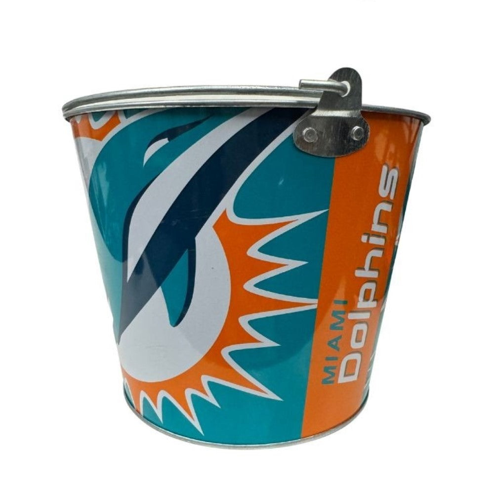 NFL Miami Dolphins 5 Quart Beer Ice Bucket Team Logo Metal Bucket