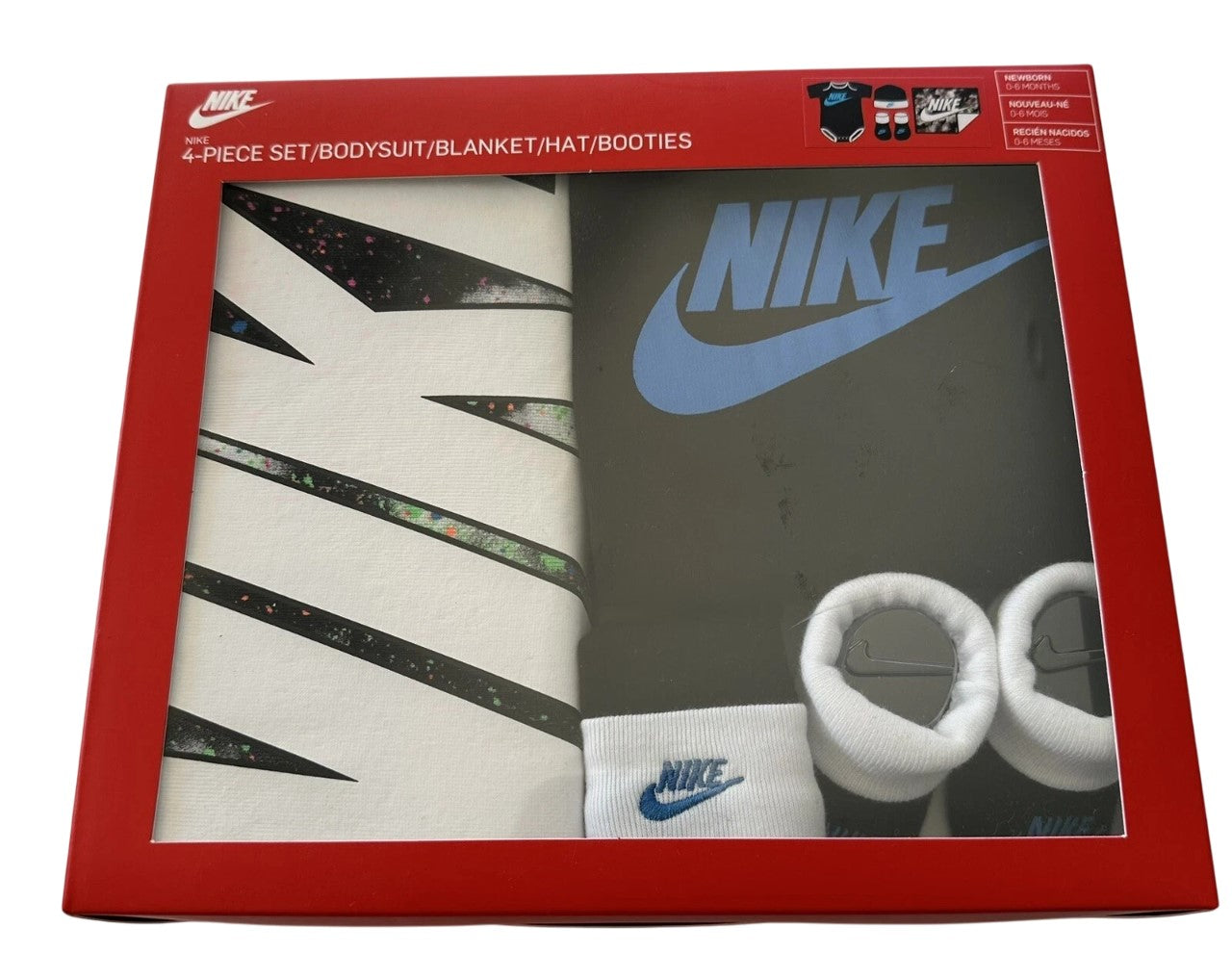 Nike Baby 4-Piece Set Bodysuit Blanket Hat Booties