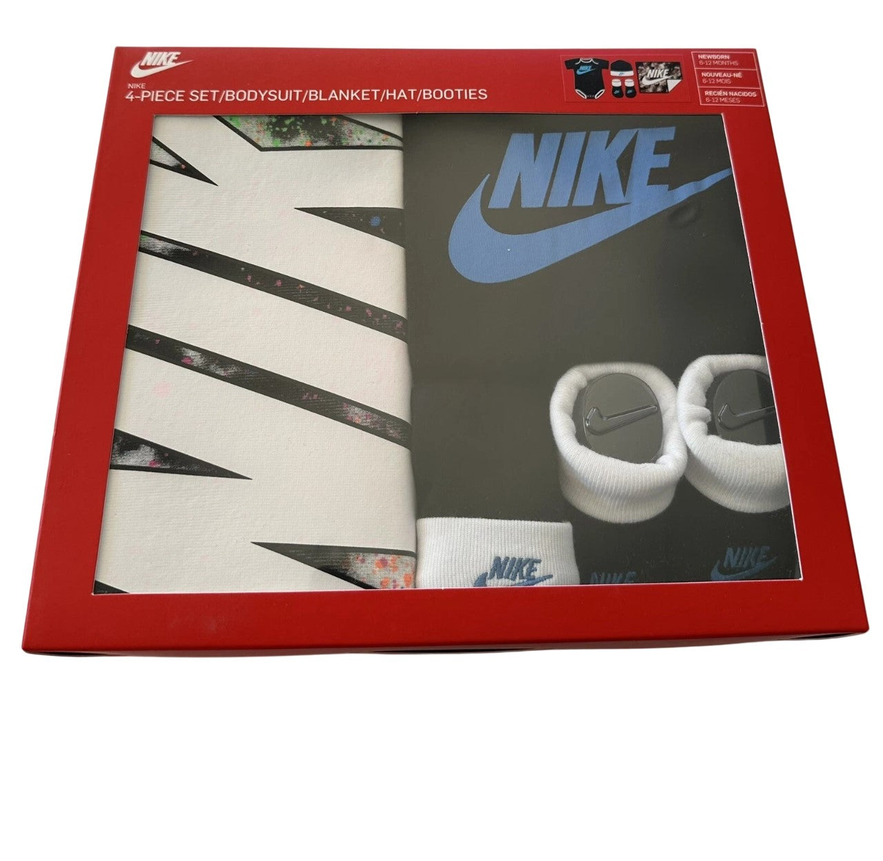 Nike Baby 4-Piece Set Bodysuit Blanket Hat Booties