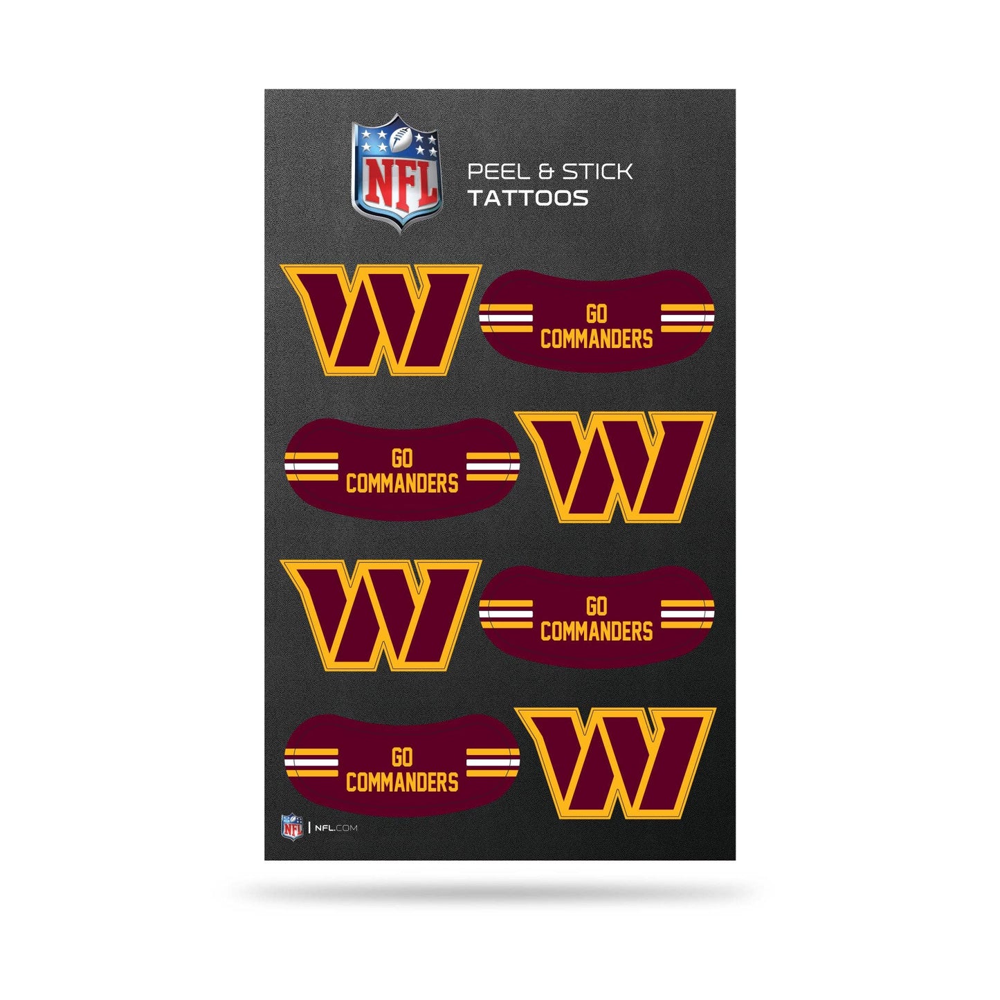 NFL Washington Commanders Peel & Stick Temporary Tattoos