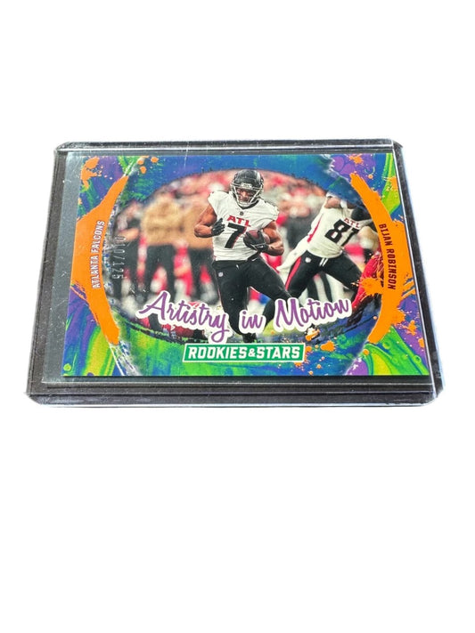 Bijan Robison RC Rookie Card Artistry In Motion Rookies and Stars Orange Numbered 010/125