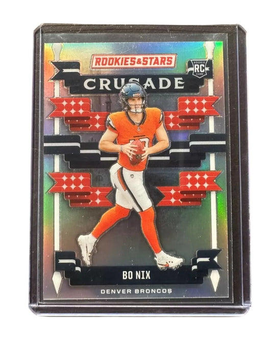 Bo Nix Rookie Card RC Rookies And Stars Crusade No. C-BNX 2024 - 2025 Denver Broncos