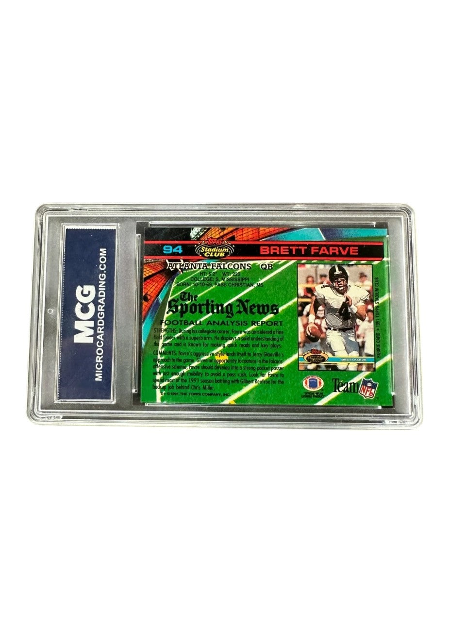 Brett Favre RC Rookie Card 1991 Topps Stadium Club #94 Green Bay Packers Farve