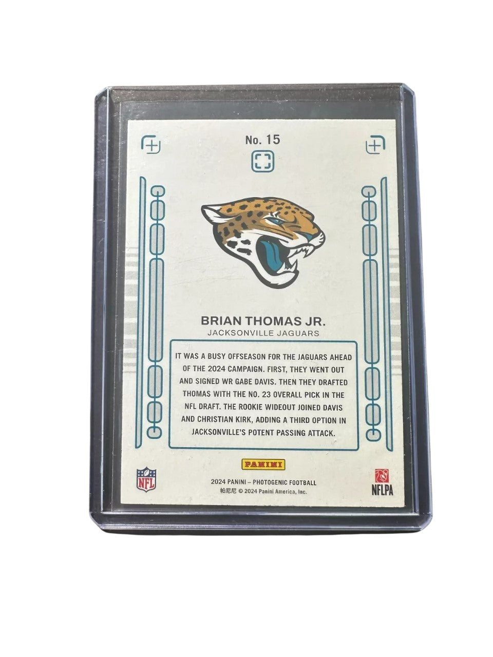 Brian Thomas Jr RC Rookie Card Photogenic Rookie Pix Panini 2024 - 25 No. 15 Jaguars